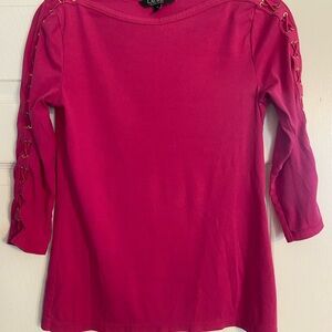 Ralph Lauren Fuchsia Lace-Up Sleeve Blouse